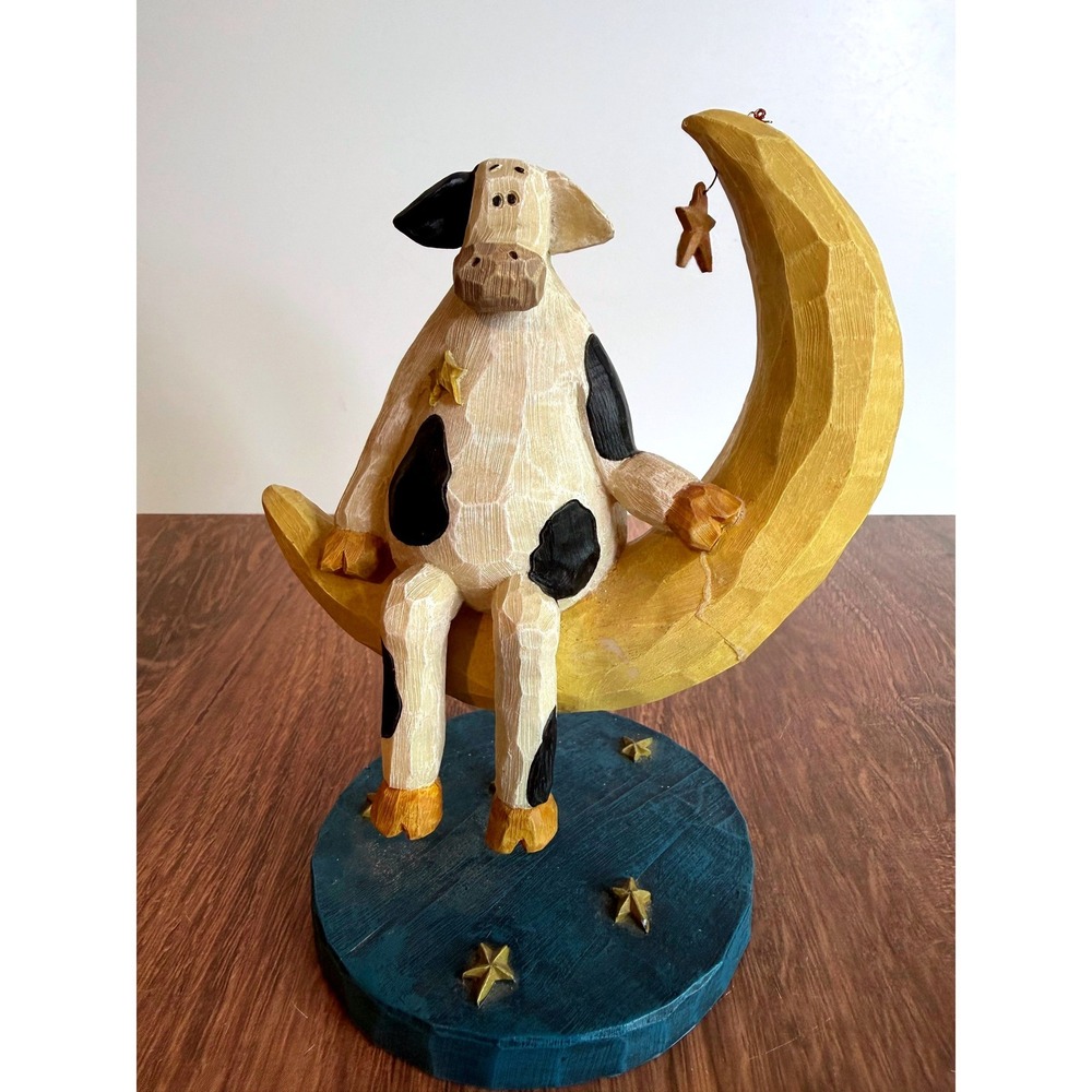 Vintage 1999 2000 Boyds Carvers Choice Maribel Moonbeam Cow Figurine 370055